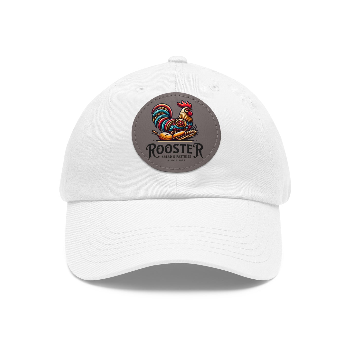 Rooster Dad Hat with Leather Patch (Round)