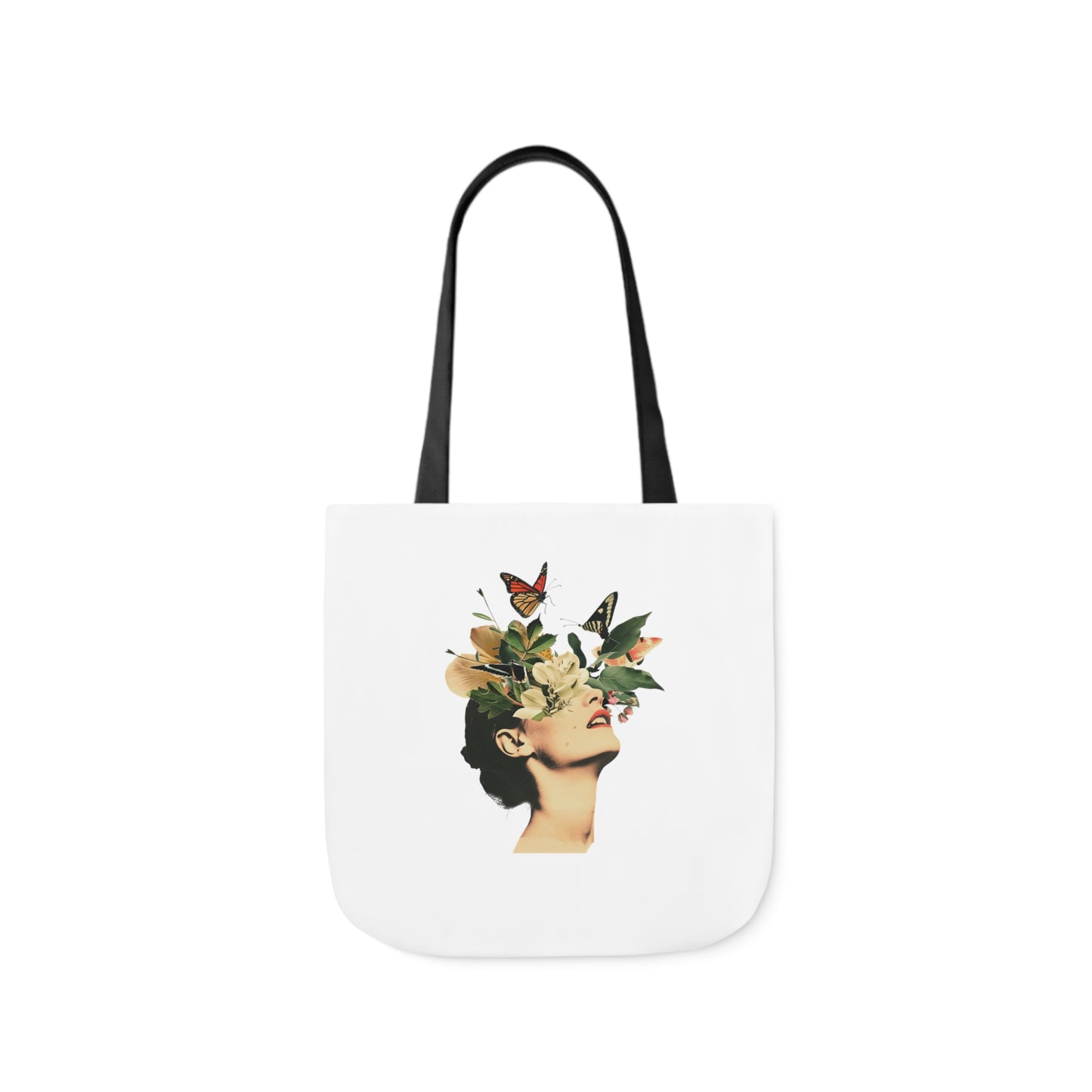 Flower Canvas Tote Bag, 5-Color Straps