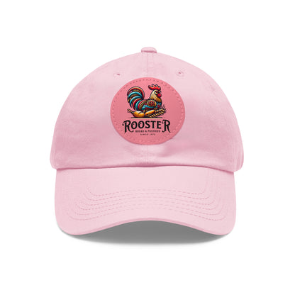 Rooster Dad Hat with Leather Patch (Round)