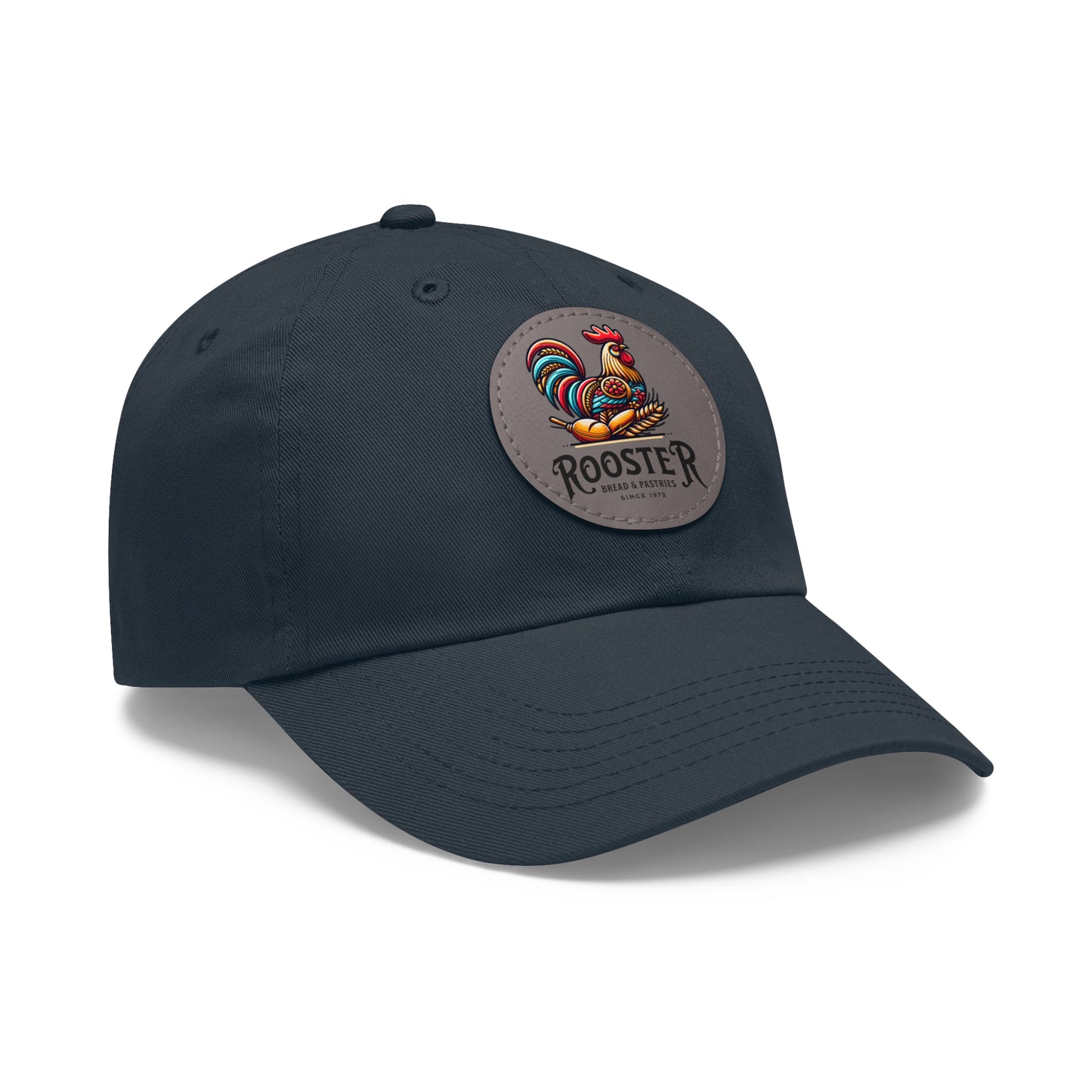 Rooster Dad Hat with Leather Patch (Round)