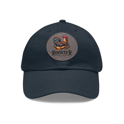 Rooster Dad Hat with Leather Patch (Round)