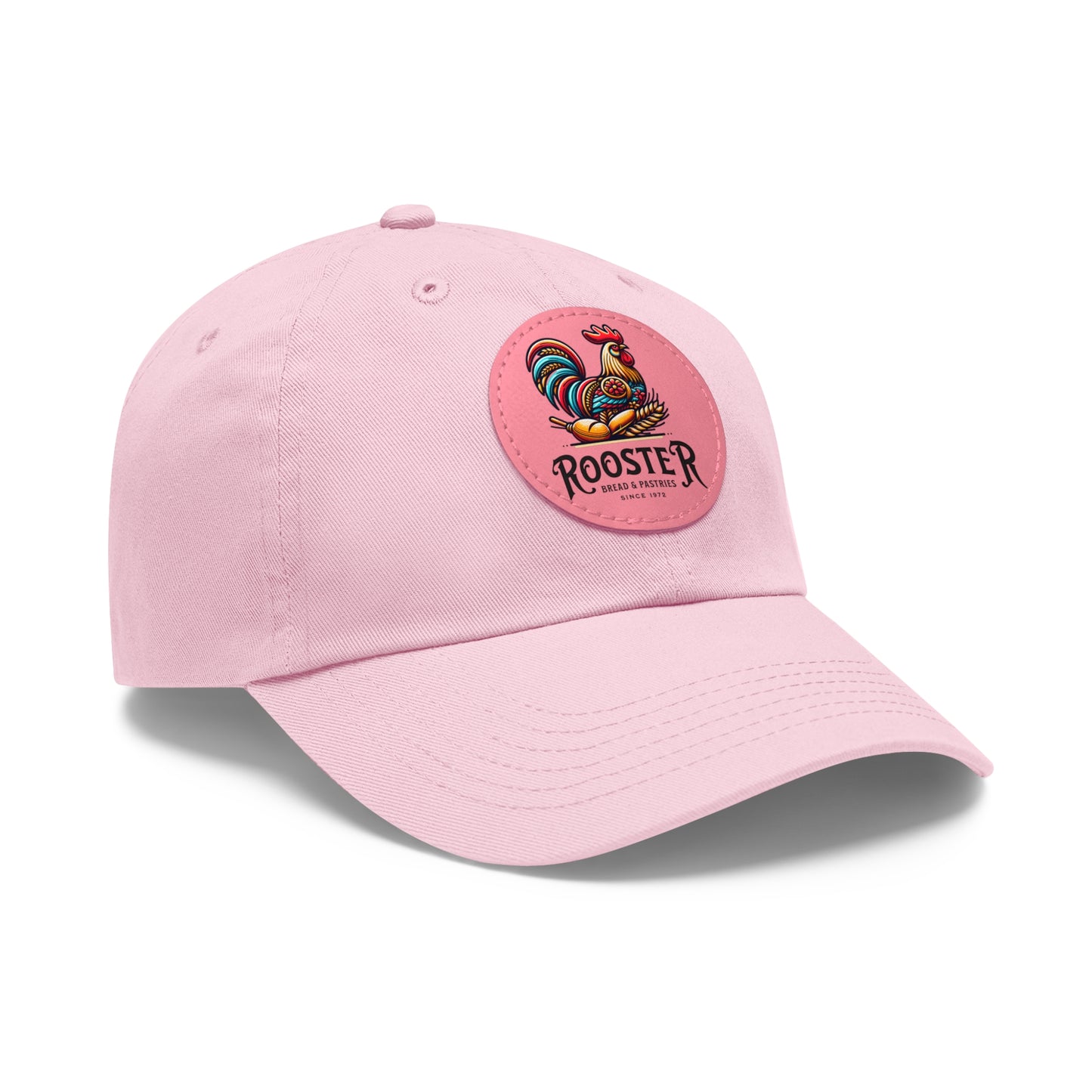 Rooster Dad Hat with Leather Patch (Round)