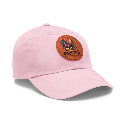 Rooster Dad Hat with Leather Patch (Round)