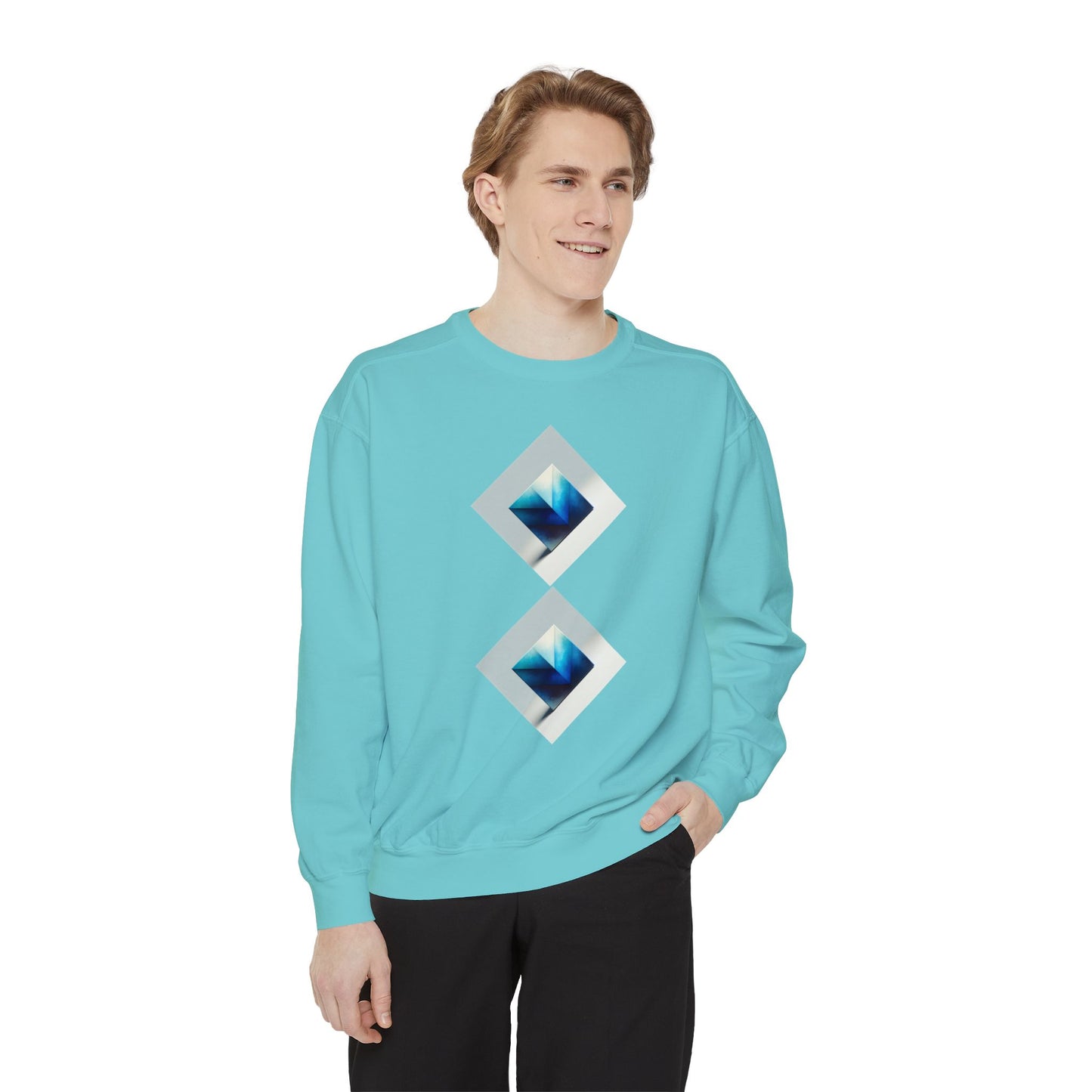 Blue Square Unisex Garment-Dyed Sweatshirt