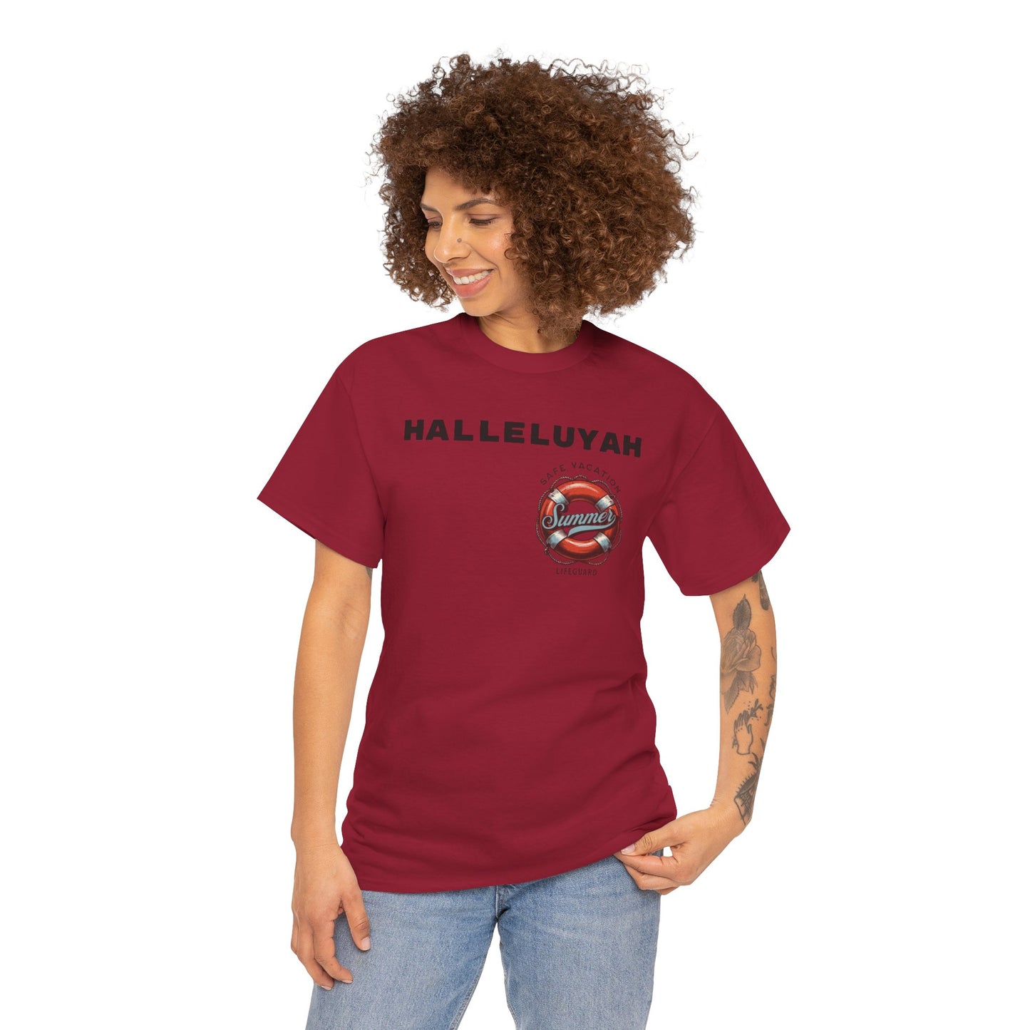 Halleluyah Safe Vacation  Unisex Heavy Cotton Tee Shirt is created for the purpose of all tourist and  travellers.