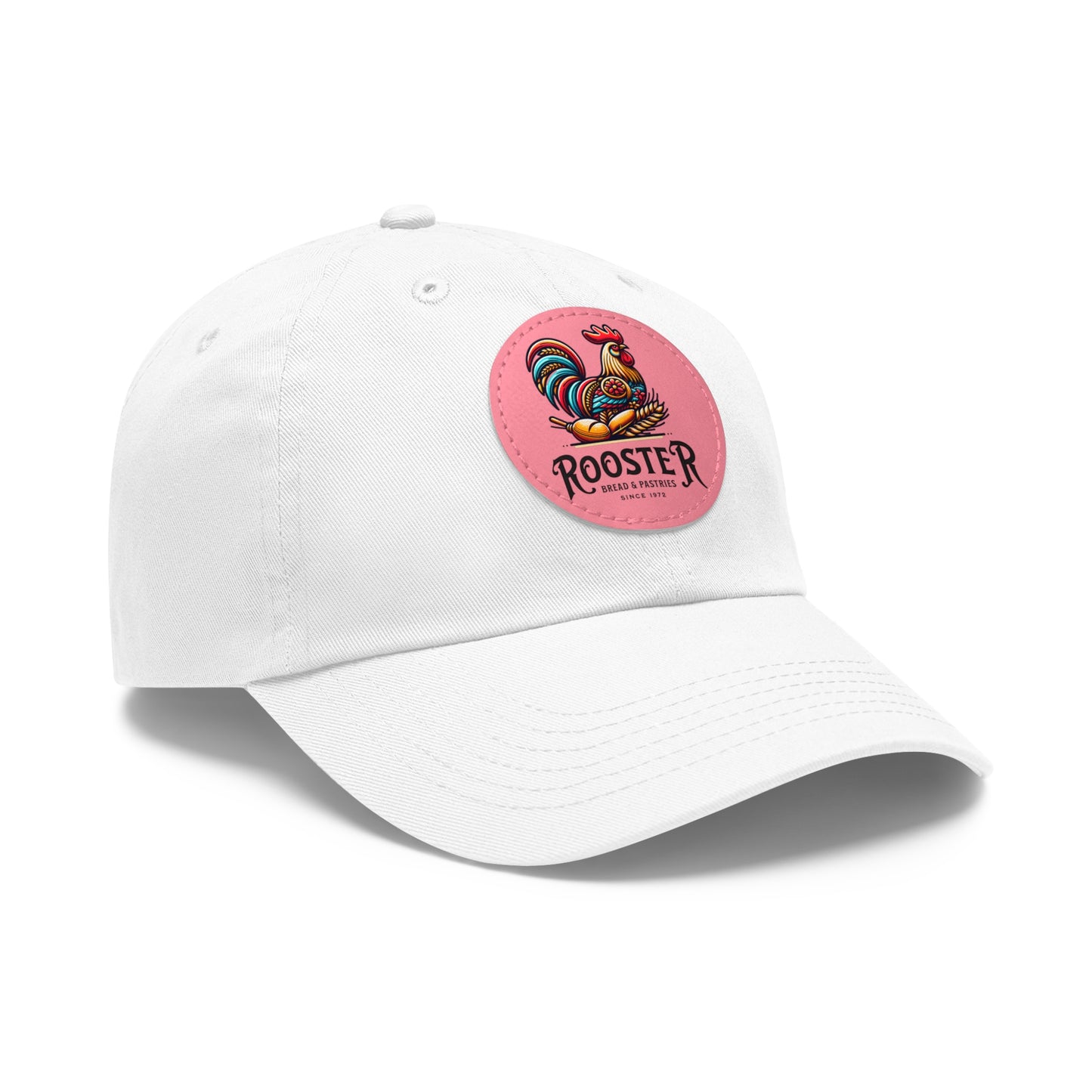 Rooster Dad Hat with Leather Patch (Round)