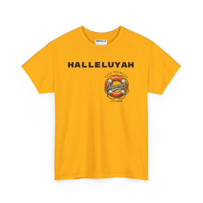 Halleluyah Safe Vacation  Unisex Heavy Cotton Tee Shirt is created for the purpose of all tourist and  travellers.