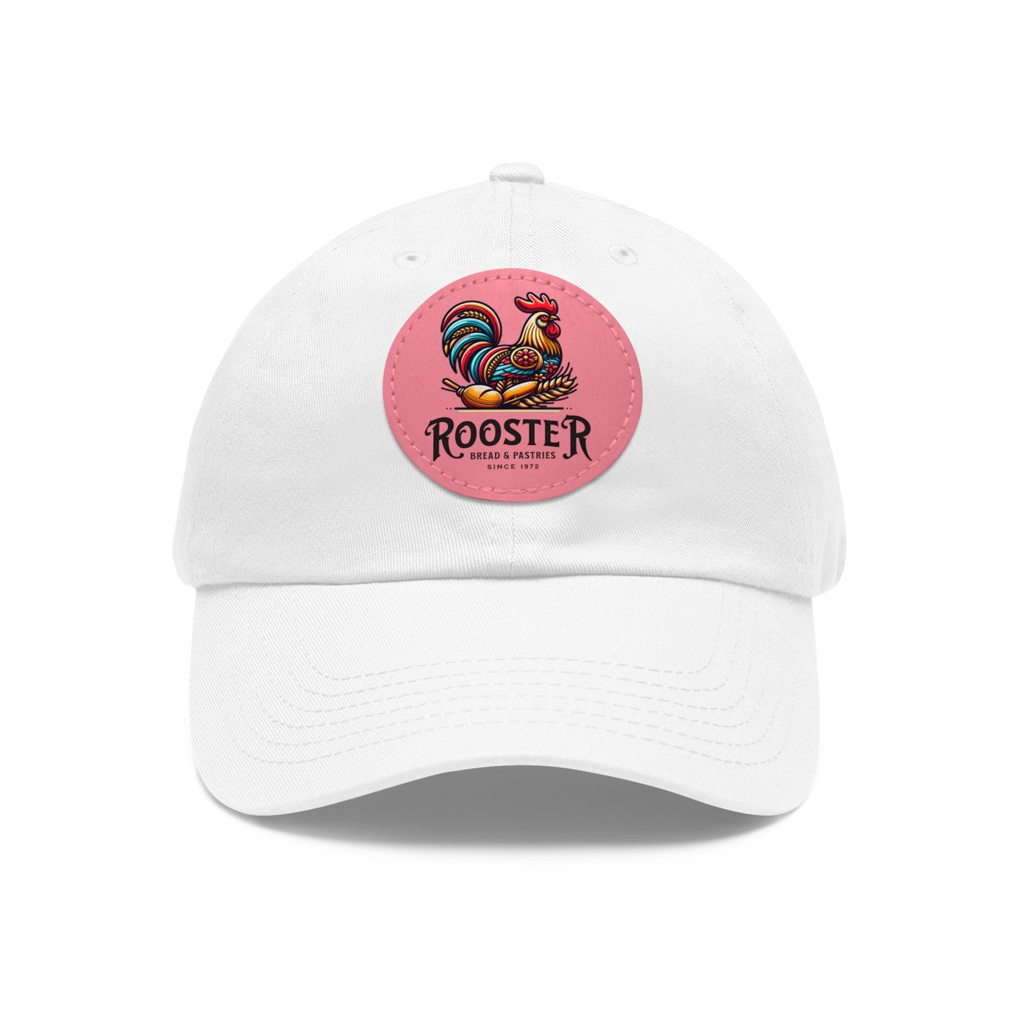 Rooster Dad Hat with Leather Patch (Round)