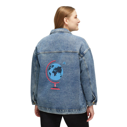 World Map Women's Denim Jacket  -  Shipped from United States