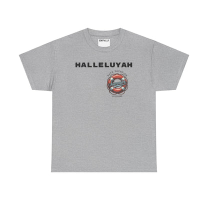 Halleluyah Safe Vacation  Unisex Heavy Cotton Tee Shirt is created for the purpose of all tourist and  travellers.