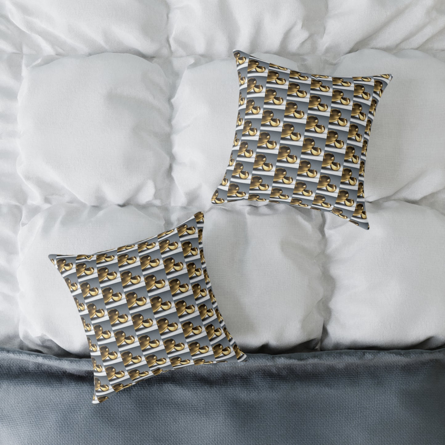 Gold Square Poly Canvas Pillow