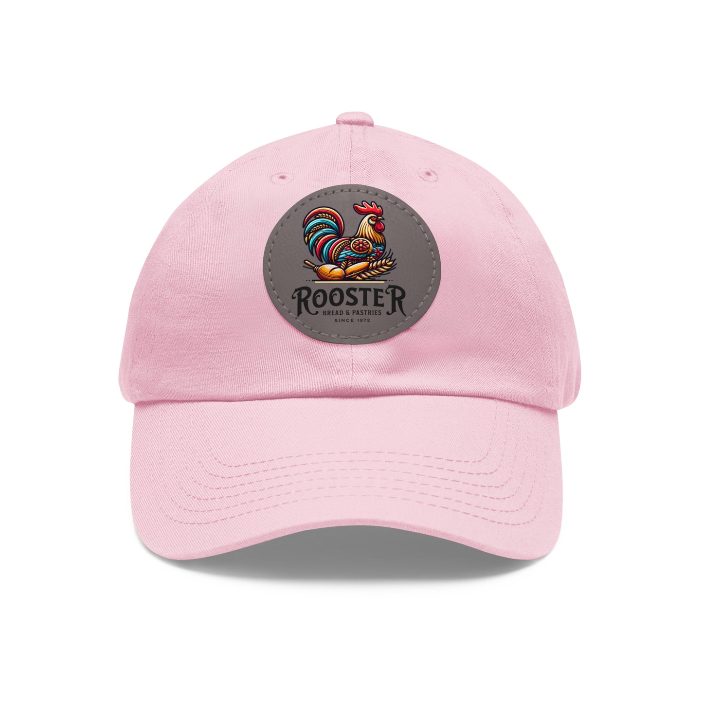 Rooster Dad Hat with Leather Patch (Round)