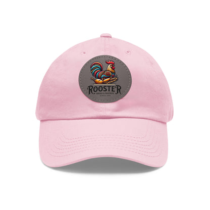 Rooster Dad Hat with Leather Patch (Round)