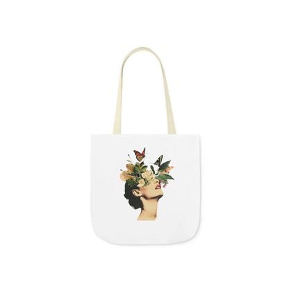 Flower Canvas Tote Bag, 5-Color Straps