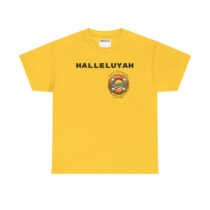 Halleluyah Safe Vacation  Unisex Heavy Cotton Tee Shirt is created for the purpose of all tourist and  travellers.