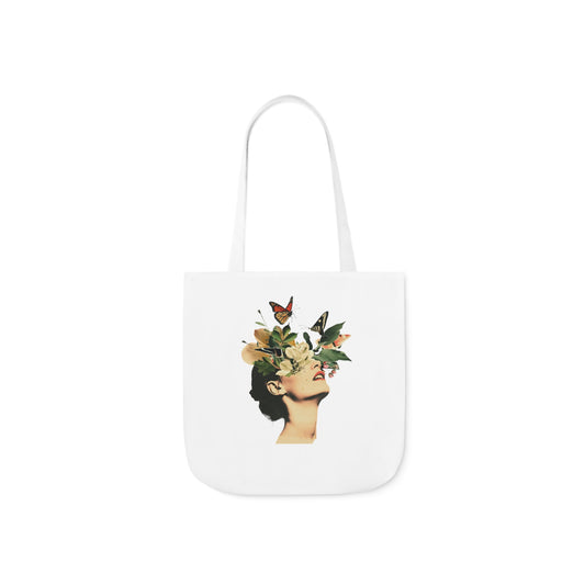 Flower Canvas Tote Bag, 5-Color Straps