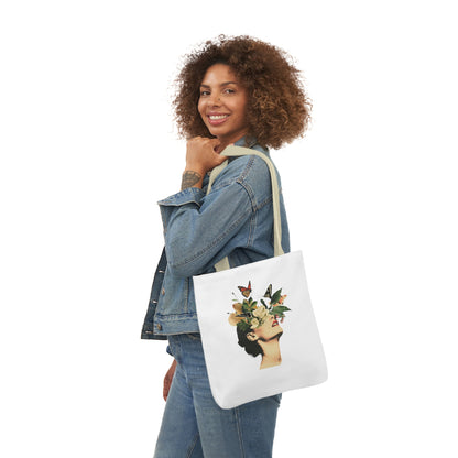 Flower Canvas Tote Bag, 5-Color Straps