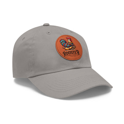 Rooster Dad Hat with Leather Patch (Round)