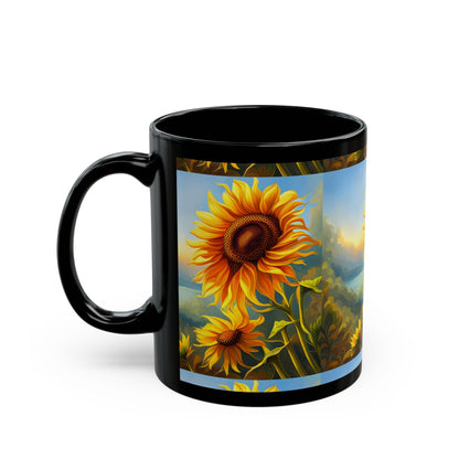 Sun flower break fast Black Mug (11oz, 15oz)