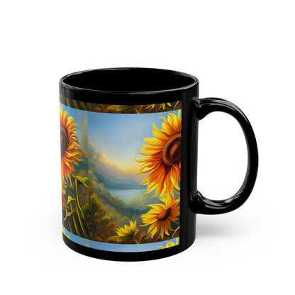 Sun flower break fast Black Mug (11oz, 15oz)