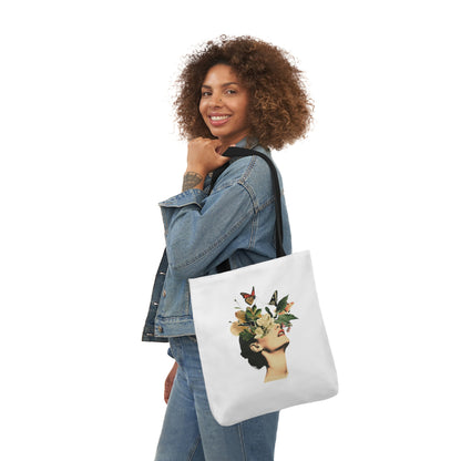 Flower Canvas Tote Bag, 5-Color Straps