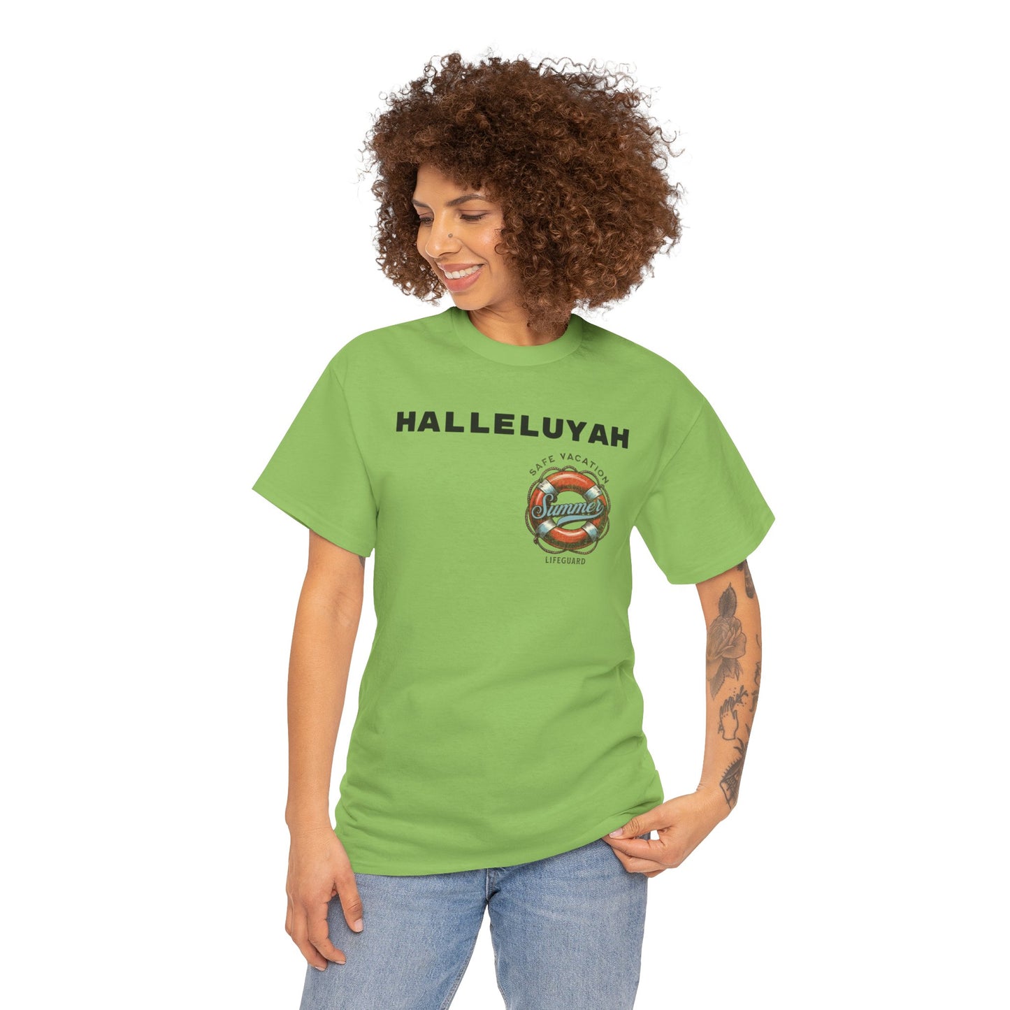 Halleluyah Safe Vacation  Unisex Heavy Cotton Tee Shirt is created for the purpose of all tourist and  travellers.