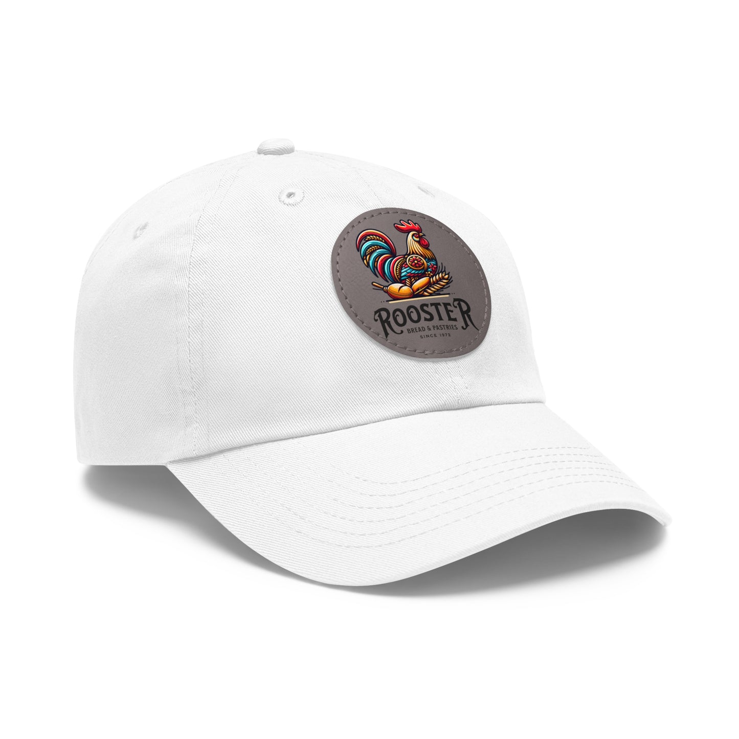 Rooster Dad Hat with Leather Patch (Round)