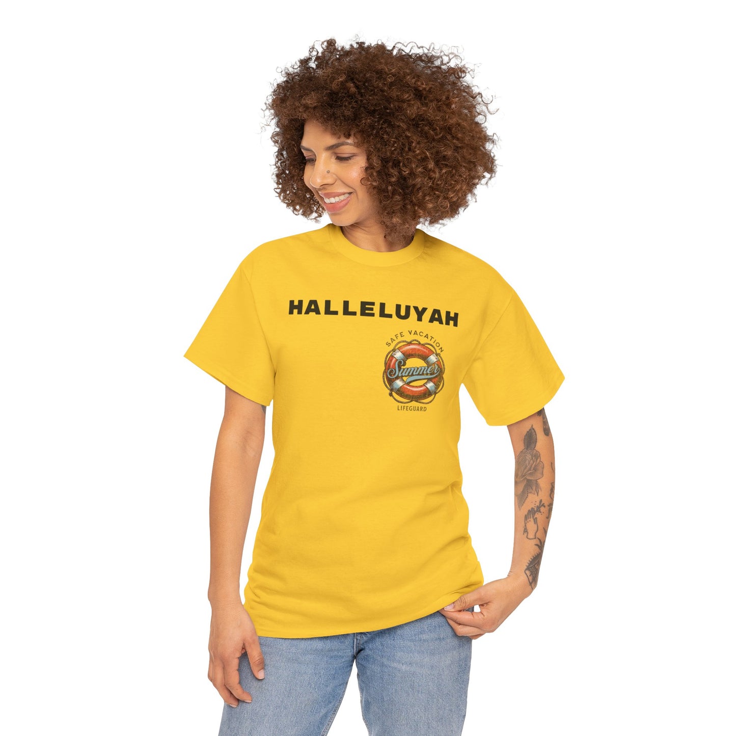 Halleluyah Safe Vacation  Unisex Heavy Cotton Tee Shirt is created for the purpose of all tourist and  travellers.