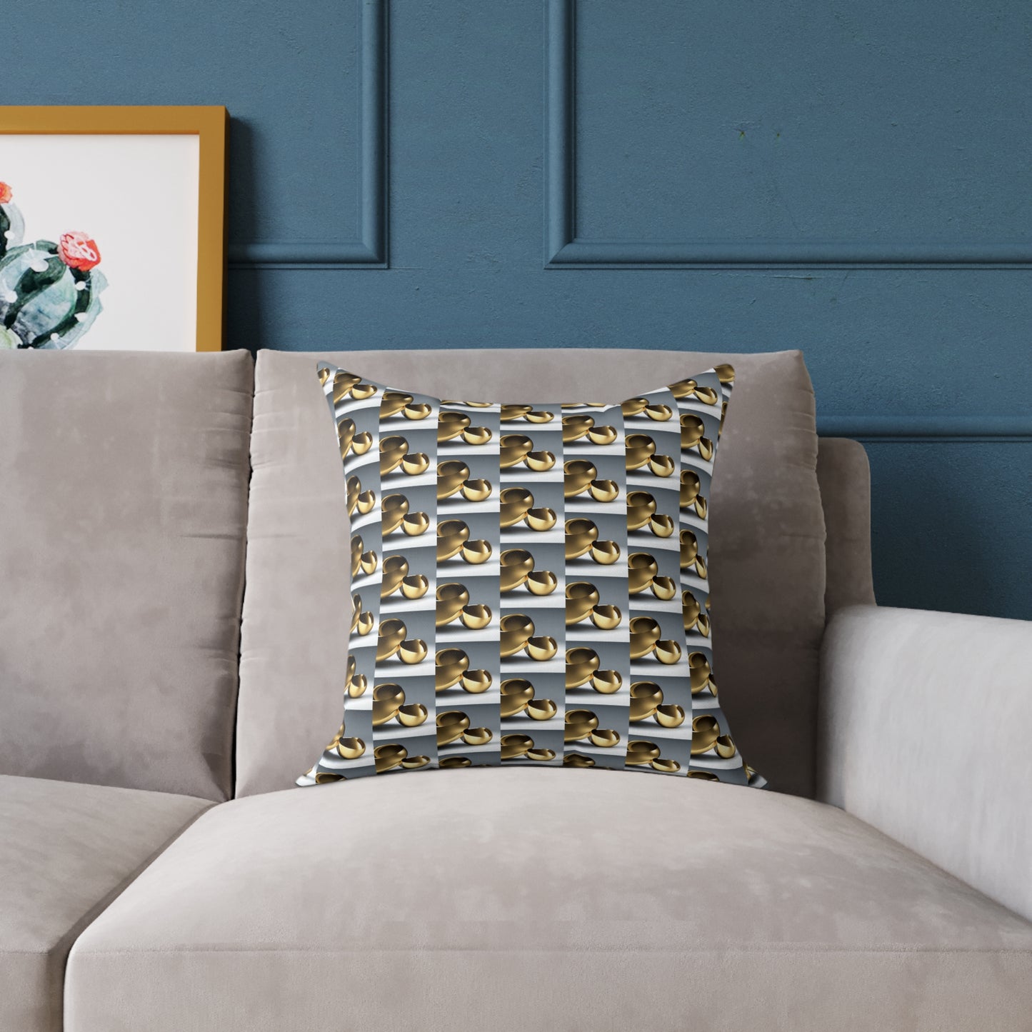 Gold Square Poly Canvas Pillow