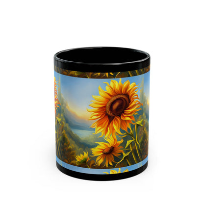 Sun flower break fast Black Mug (11oz, 15oz)