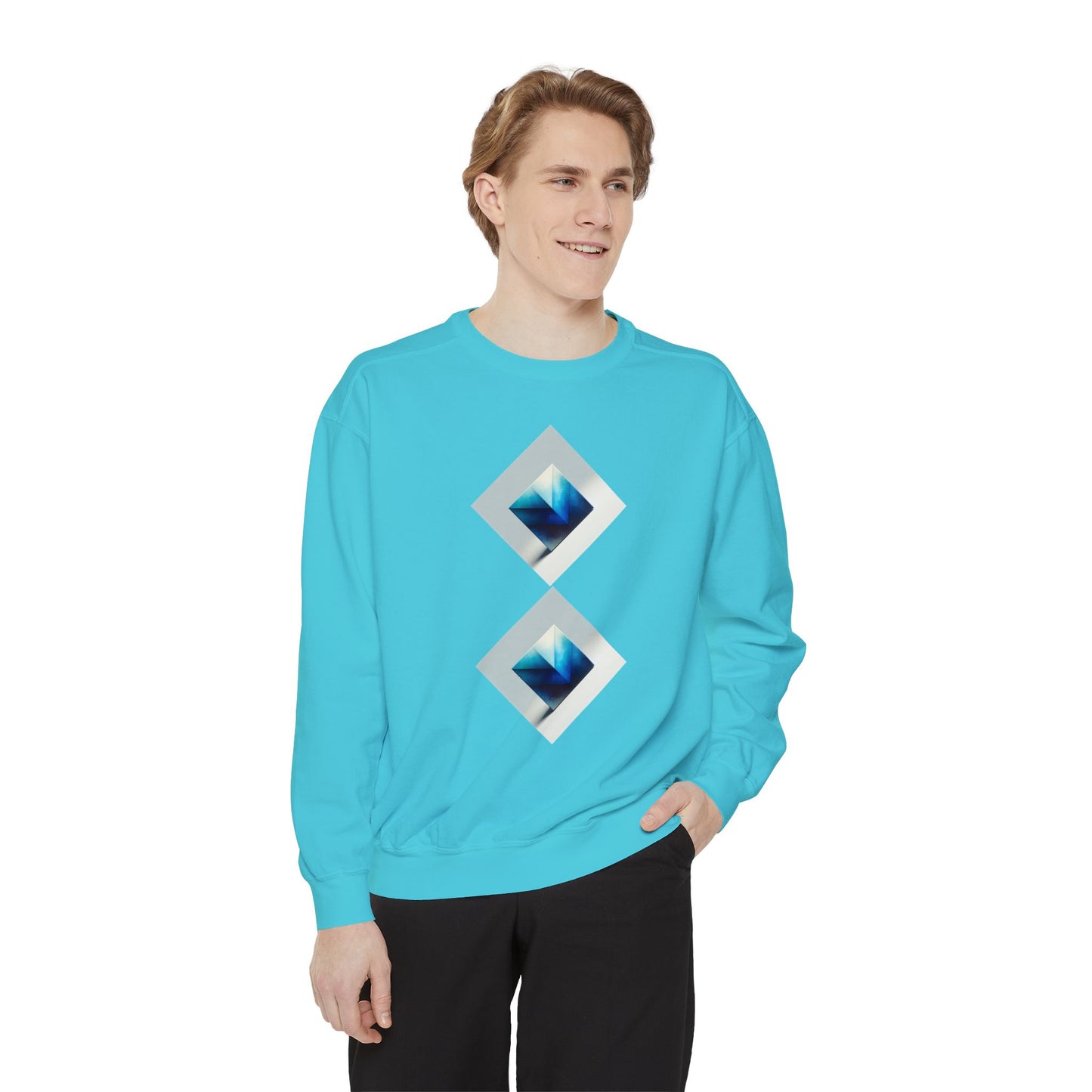 Blue Square Unisex Garment-Dyed Sweatshirt