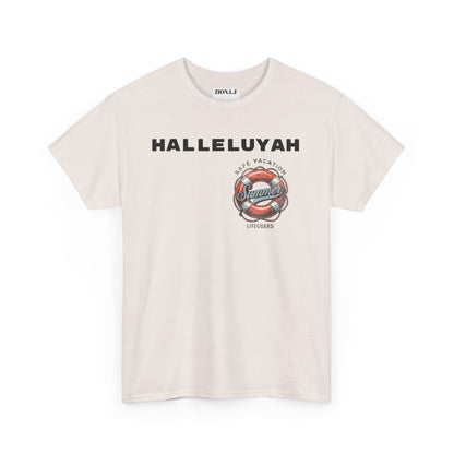 Halleluyah Safe Vacation  Unisex Heavy Cotton Tee Shirt is created for the purpose of all tourist and  travellers.