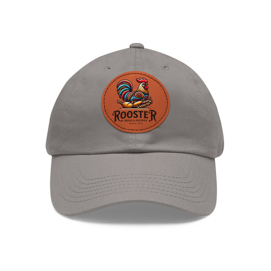 Rooster Dad Hat with Leather Patch (Round)  -  Available USA Only