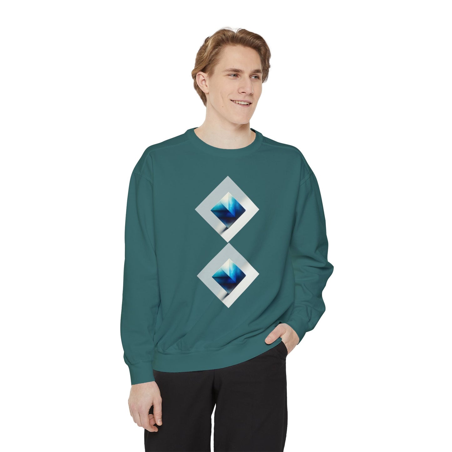 Blue Square Unisex Garment-Dyed Sweatshirt