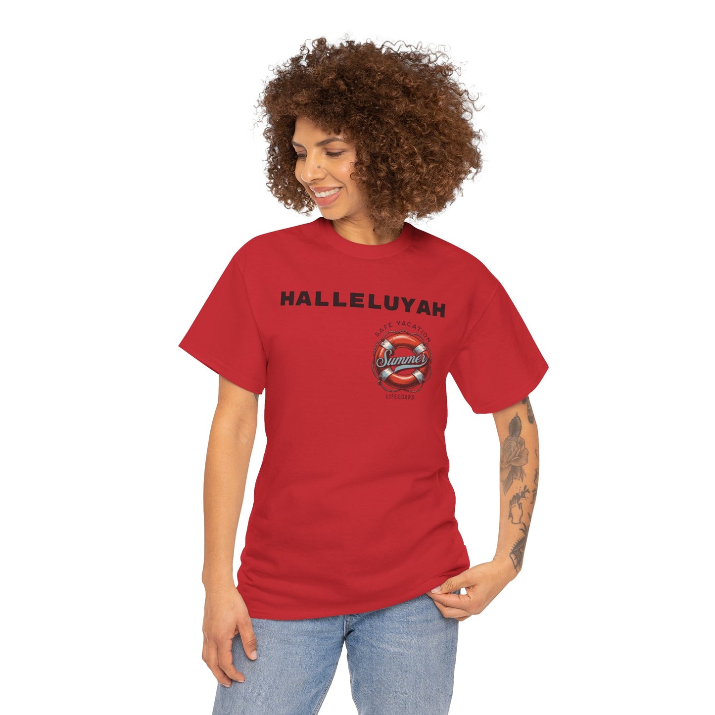 Halleluyah Safe Vacation  Unisex Heavy Cotton Tee Shirt is created for the purpose of all tourist and  travellers.