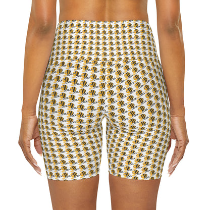 Bees High Waisted Yoga Shorts