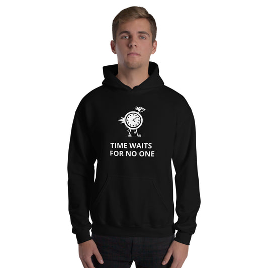 Time Waits For No One White Print Unisex Hoodie