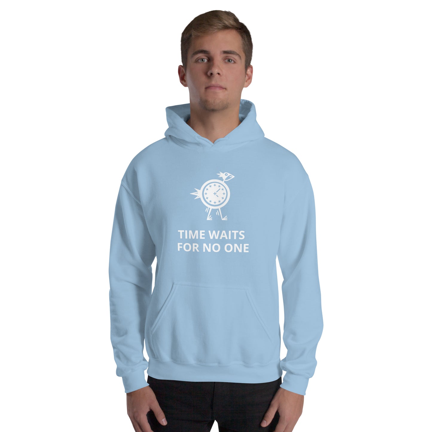 Time Waits For No One White Print Unisex Hoodie