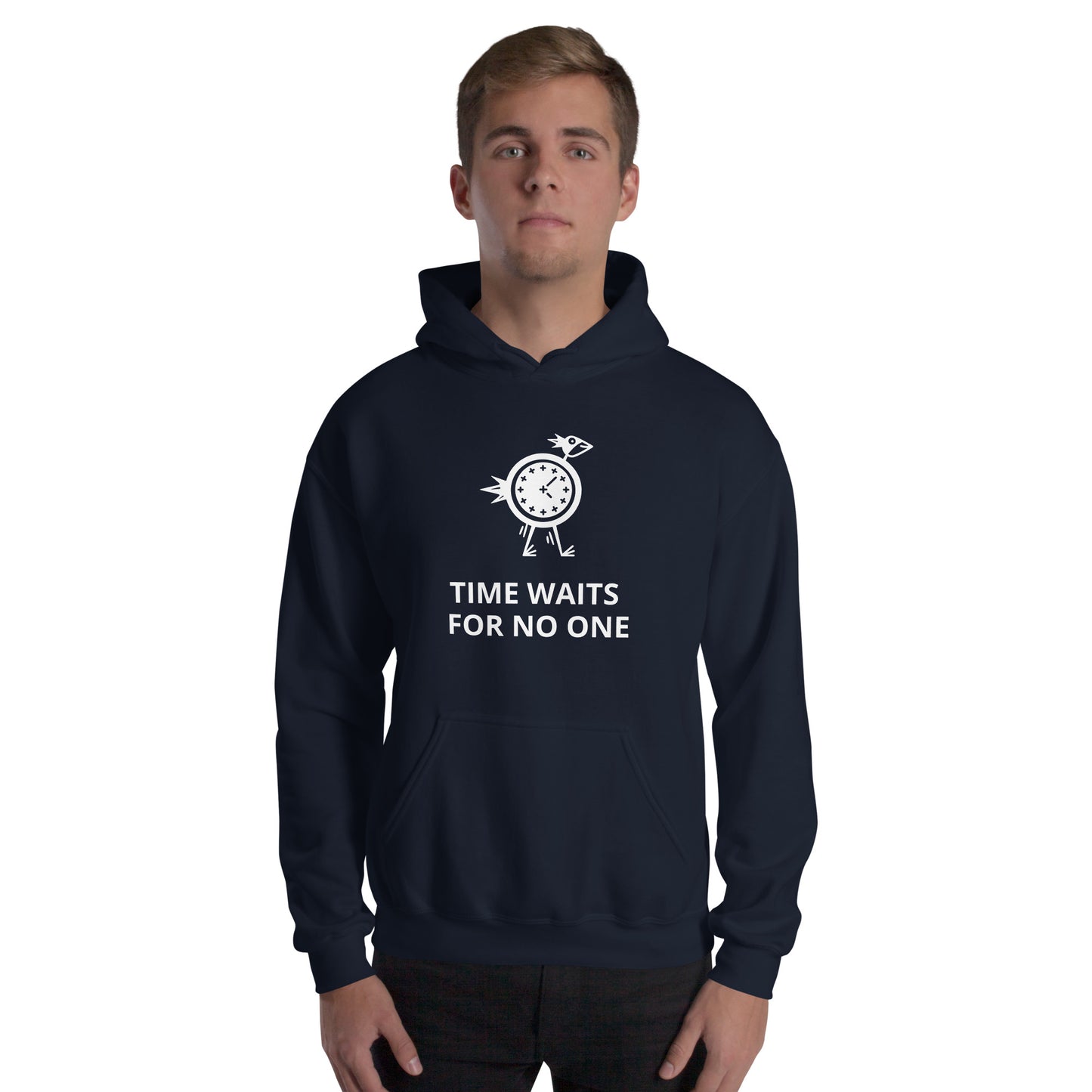 Time Waits For No One White Print Unisex Hoodie