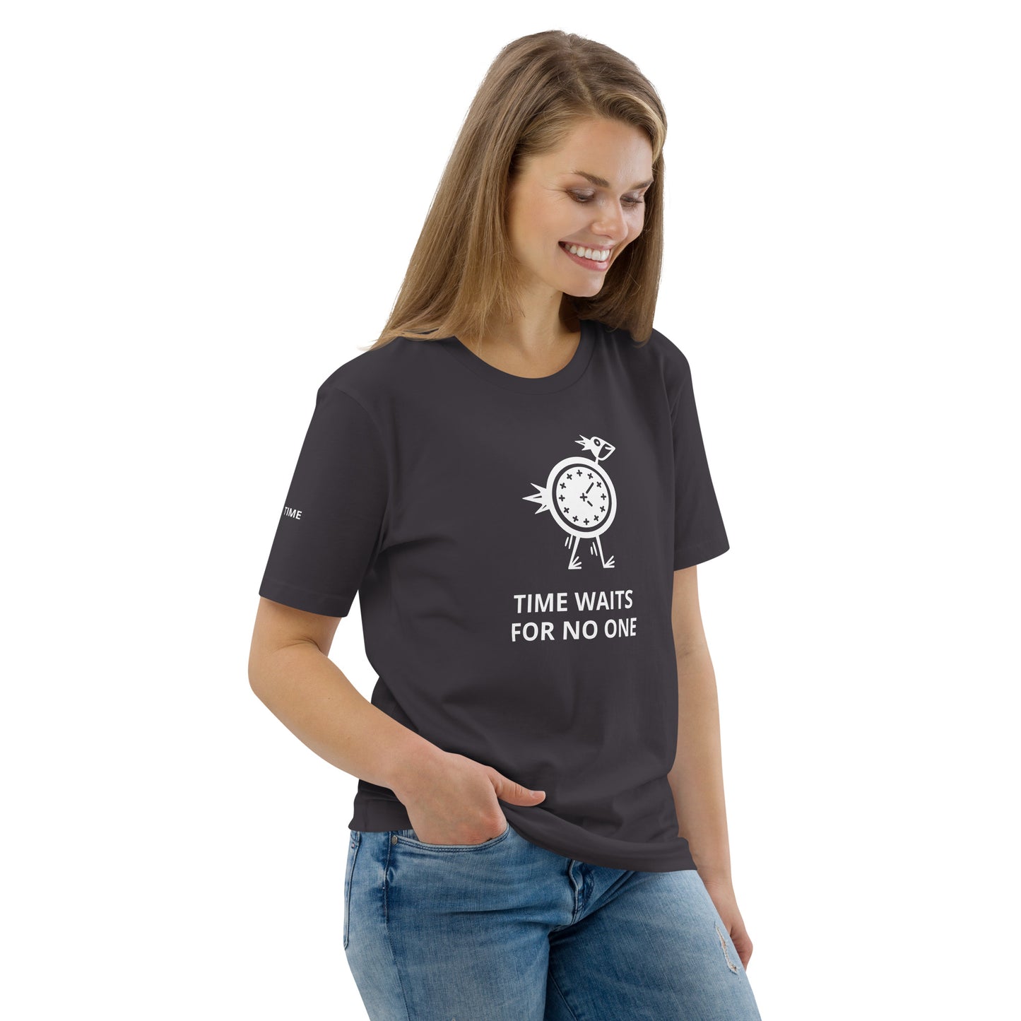 TIME WAITS FOR NO ONE Unisex organic cotton t-shirt