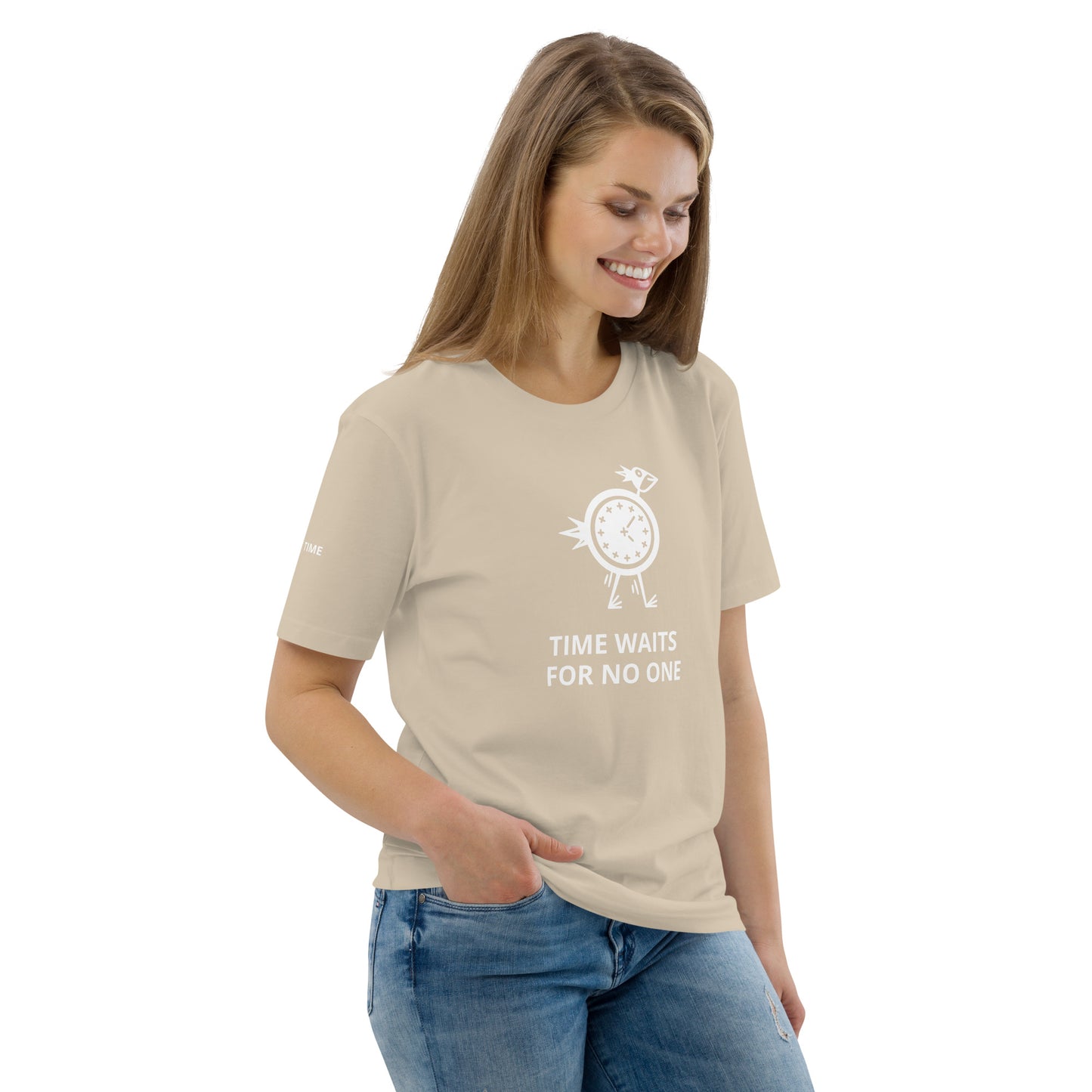 TIME WAITS FOR NO ONE Unisex organic cotton t-shirt