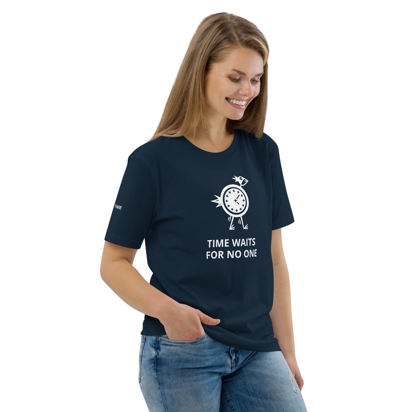 TIME WAITS FOR NO ONE Unisex organic cotton t-shirt