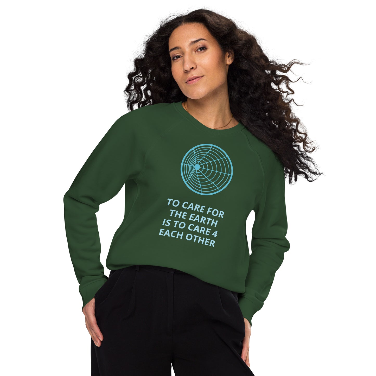 To Care For The Earth Unisex Organic Raglan Sweatshirt