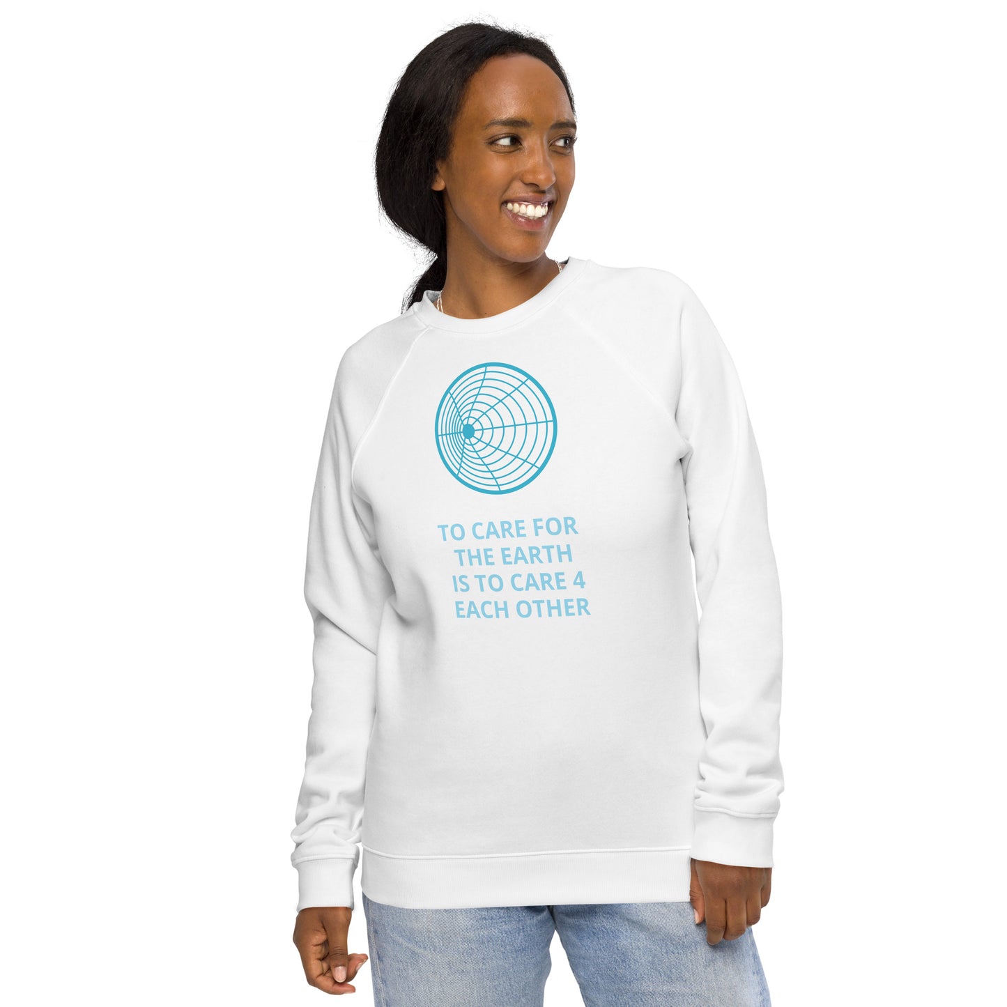 To Care For The Earth Unisex Organic Raglan Sweatshirt