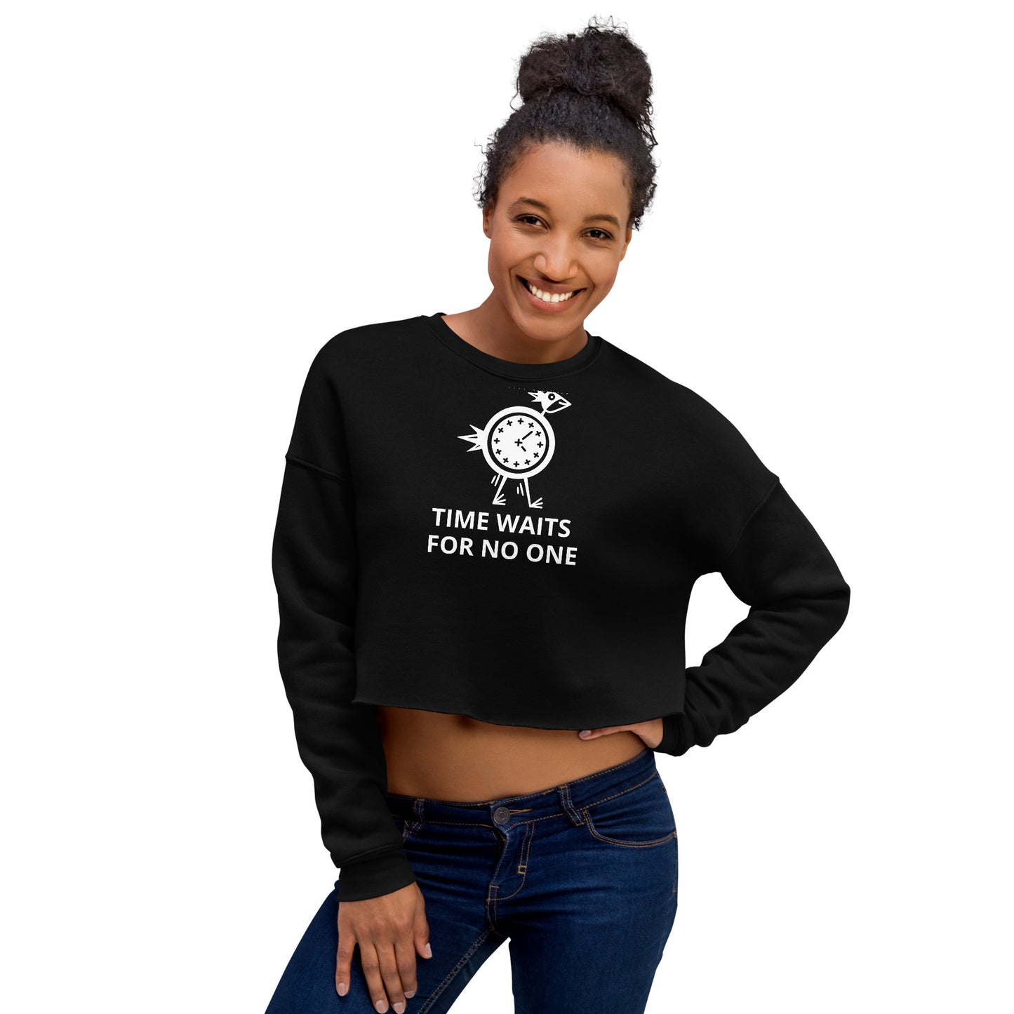 Time Waits For No One Crop Sweatshirt